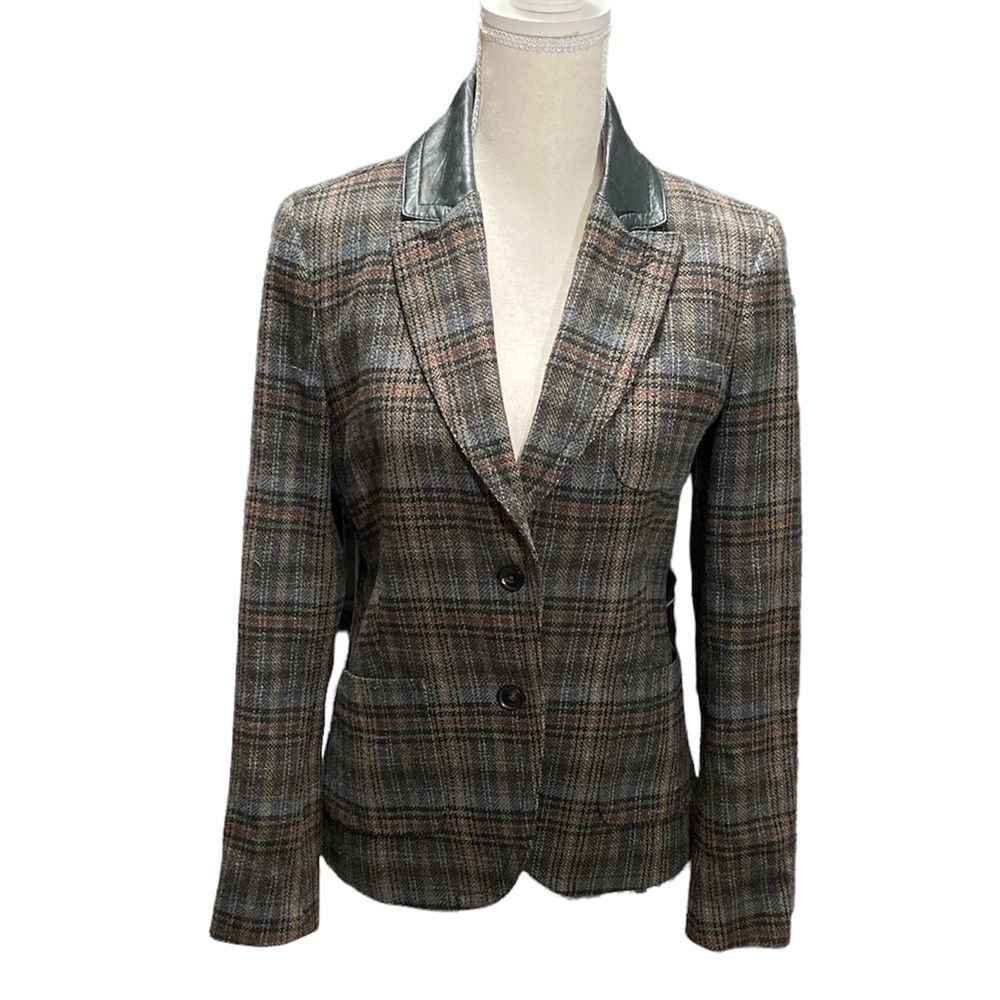 Drykornย forโbeautiful people wool blend multicolor plaid jacket blazer size 2
